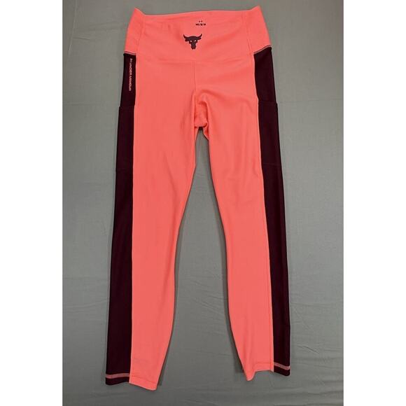 Under Armour Pants - Under Armour Project Rock Women's Leggings Size Medium - Coral/Maroon